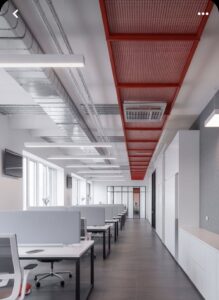 Red Metal Mesh Ceiling