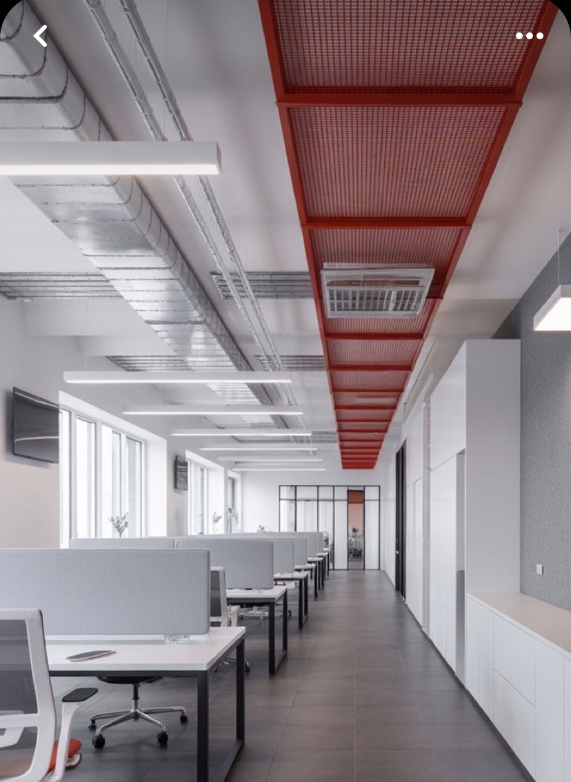 Red Metal Mesh Ceiling